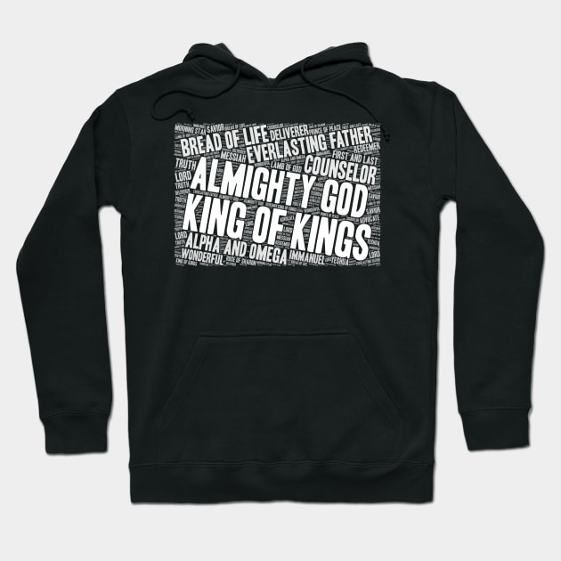 Names of Jesus Word Cloud Scripture Art Hoodie by BubbleMench